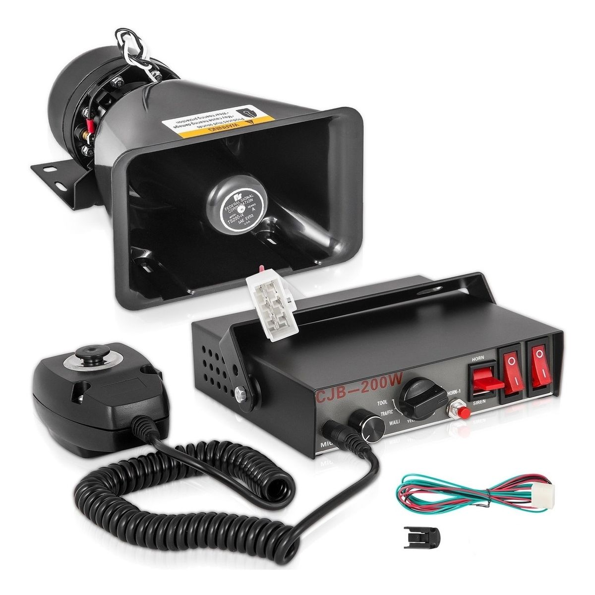 GENERICO - Bocina Policial 200wt Sirena Carabinero 9 Tonos Megáfono