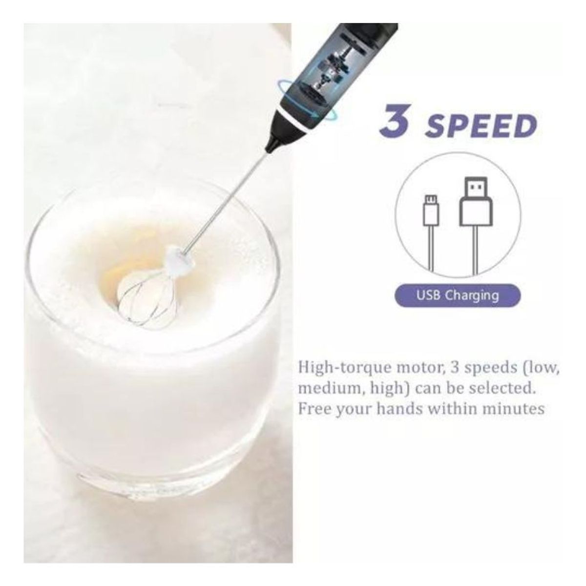 GENERICO - Mini Batidor Revolvedor De Café Y Espuma Leche Recargable