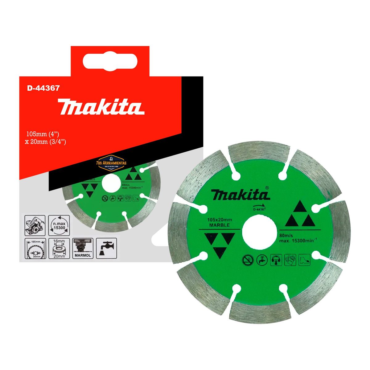 MAKITA - Disco Diamantado Corte Mármol 105x20mm Húmedo Makita D-44367
