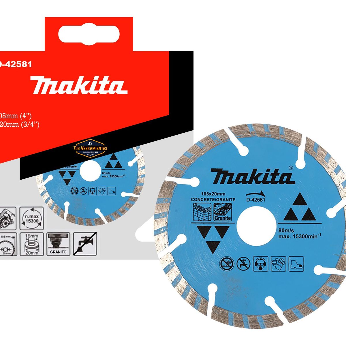 MAKITA - Disco Concreto Granito Turbo 105x20mm Makita D-42581