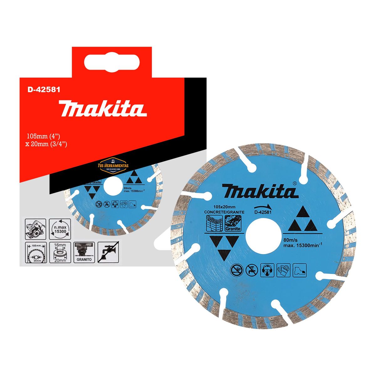 MAKITA - Disco Concreto Granito Turbo 105x20mm Makita D-42581