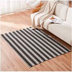 GENERICO - Alfombra tejida de algodon 120x180 cm Negro