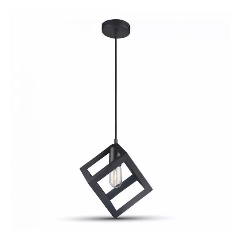 GENERICO - Lampara Colgante de  Fierro Diseño Cuadrado Negro