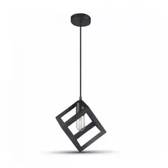 GENERICO - Lampara Colgante de Fierro Diseño Cuadrado Negro