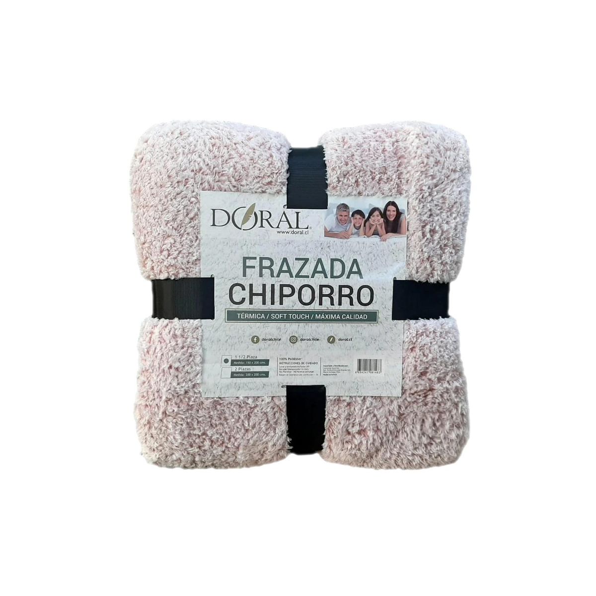 DORAL - Frazada Chiporro 1.5 Plazas Tonos Rosados - Shopyclick