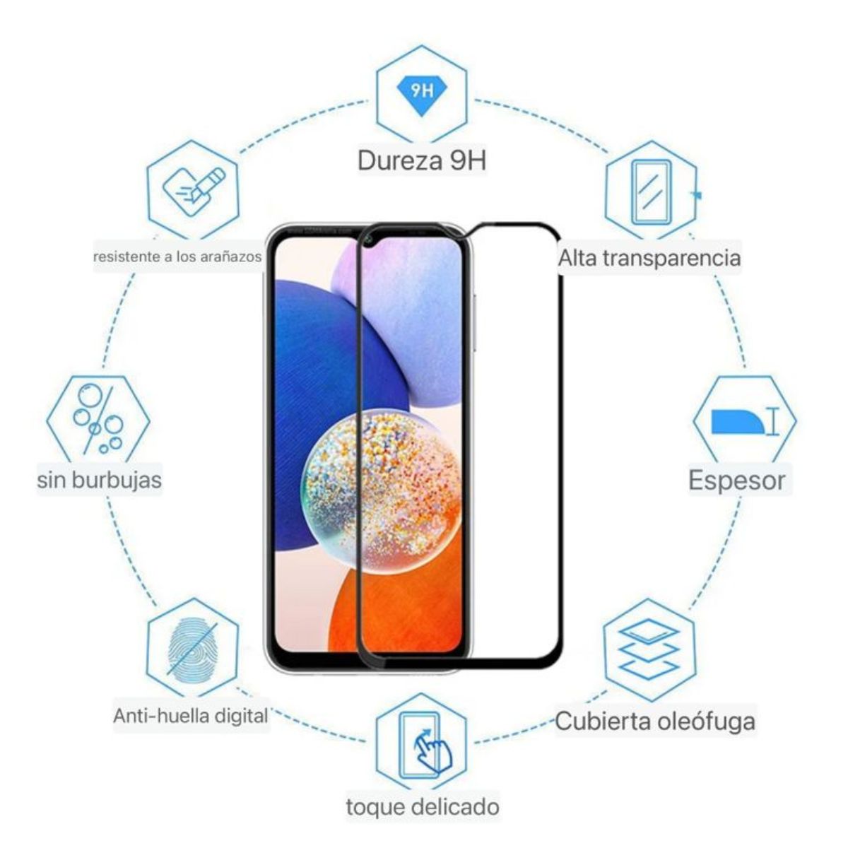 GENERICO - Lamina Mica Vidrio Templado Completa Para Samsung A14 5G