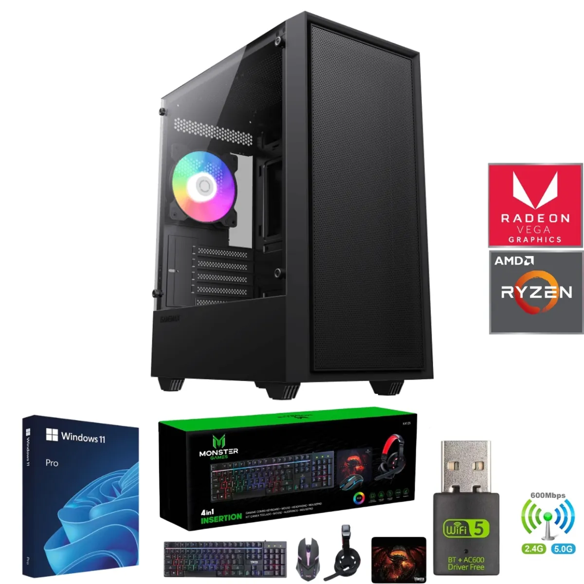 AMD CORP - Pc Gamer AMD Ryzen 5 5600GT - 16GB - Vega 7 - 1TB - Wifi - STORM