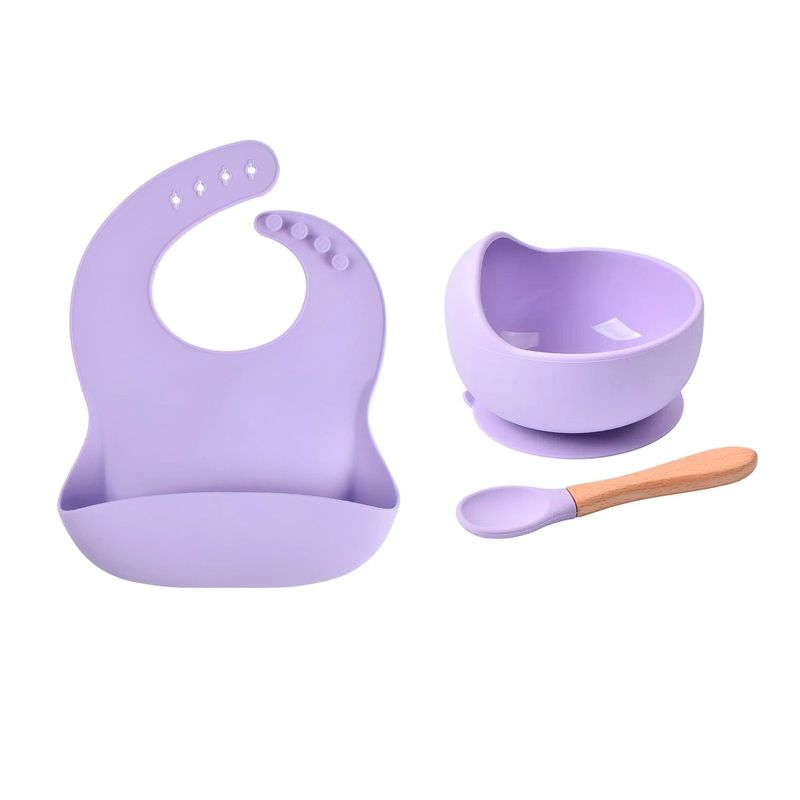 GENERICO - Set De Alimentación Silicona Bebé Cuchara  Plato  Babero