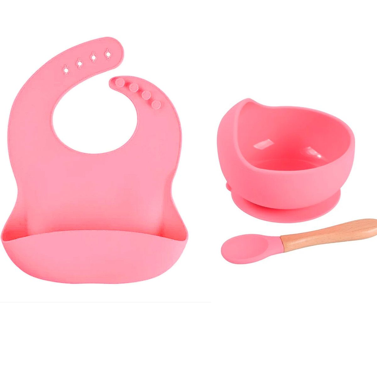 GENERICO - Set De Alimentación Silicona Bebé Cuchara  Plato  Babero