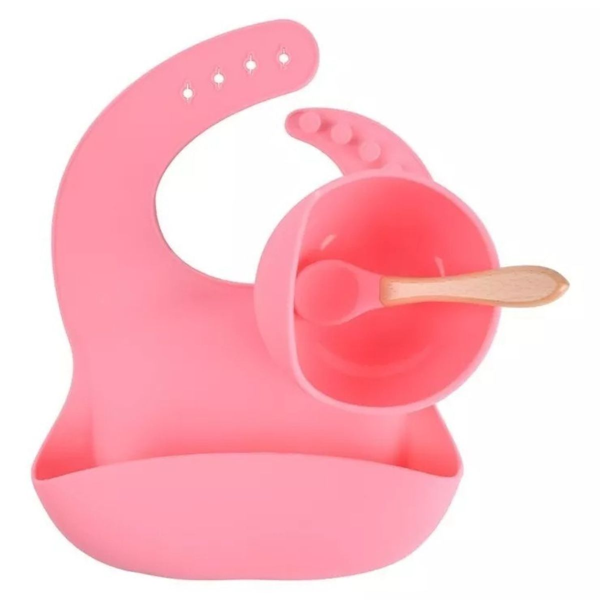 GENERICO - Set De Alimentación Silicona Bebé Cuchara  Plato  Babero