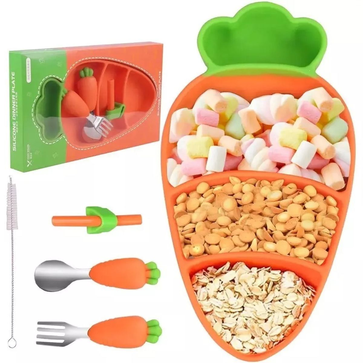 GENERICO - Set De Alimentación Silicona Bebé Plato Cubierto Y Bombilla