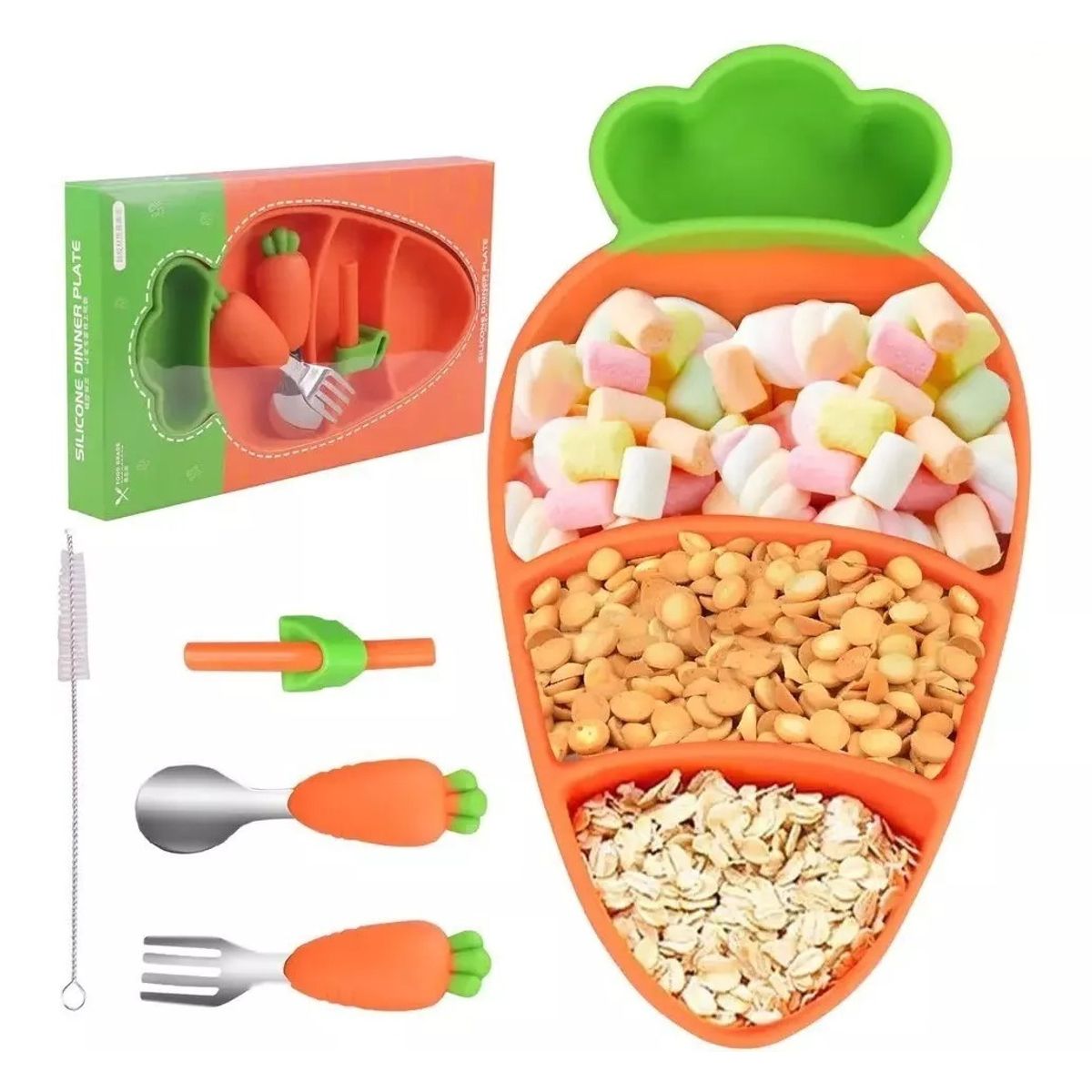 GENERICO - Set De Alimentación Silicona Bebé Plato Cubierto Y Bombilla