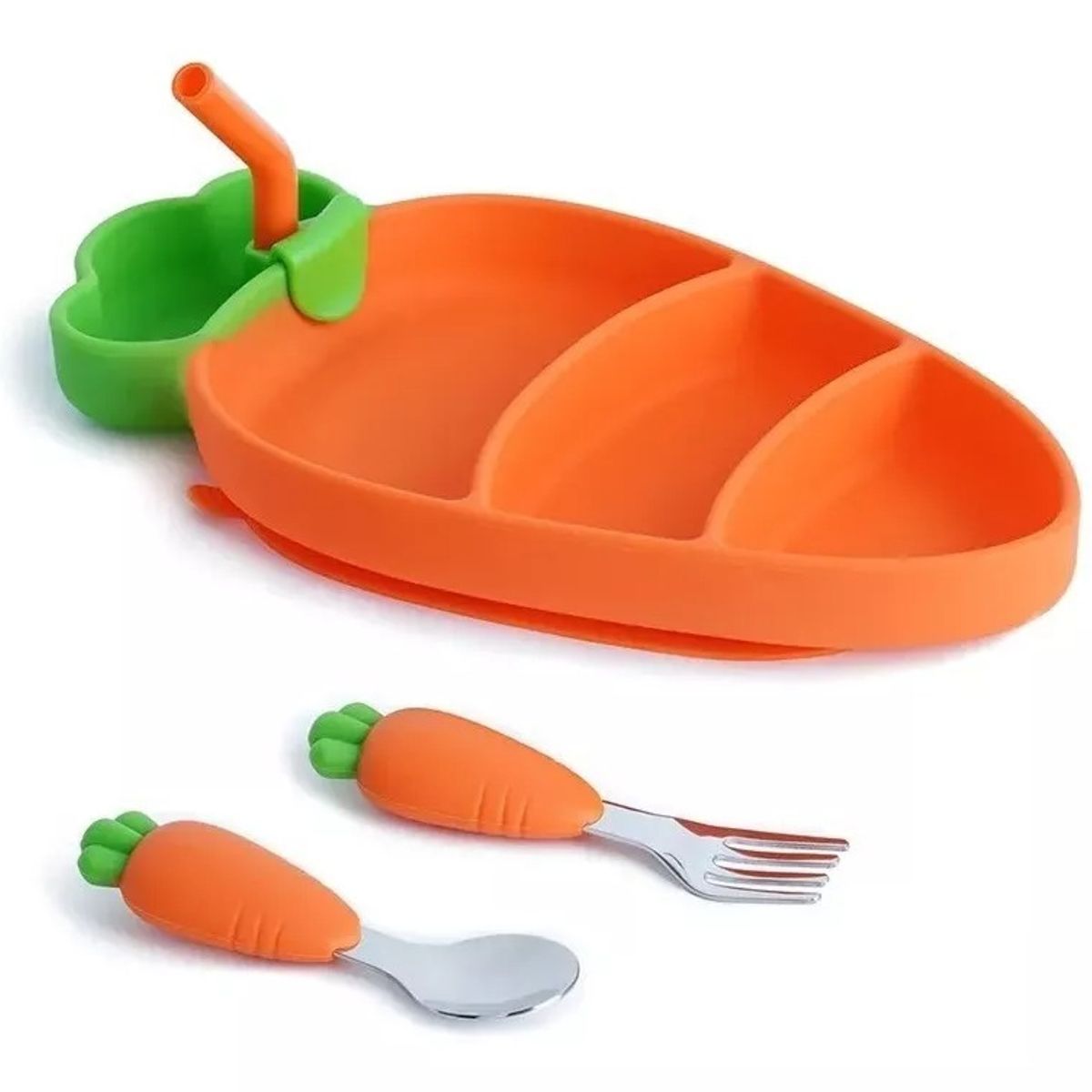 GENERICO - Set De Alimentación Silicona Bebé Plato Cubierto Y Bombilla