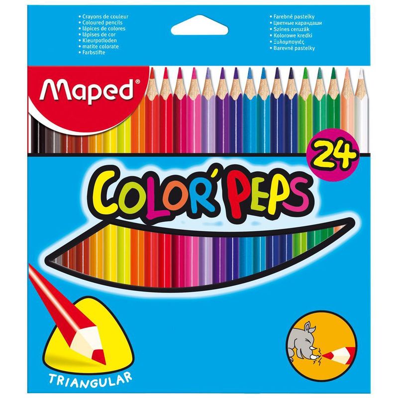 MAPED - Estuche 24 Lápices de Colores Largos Maped