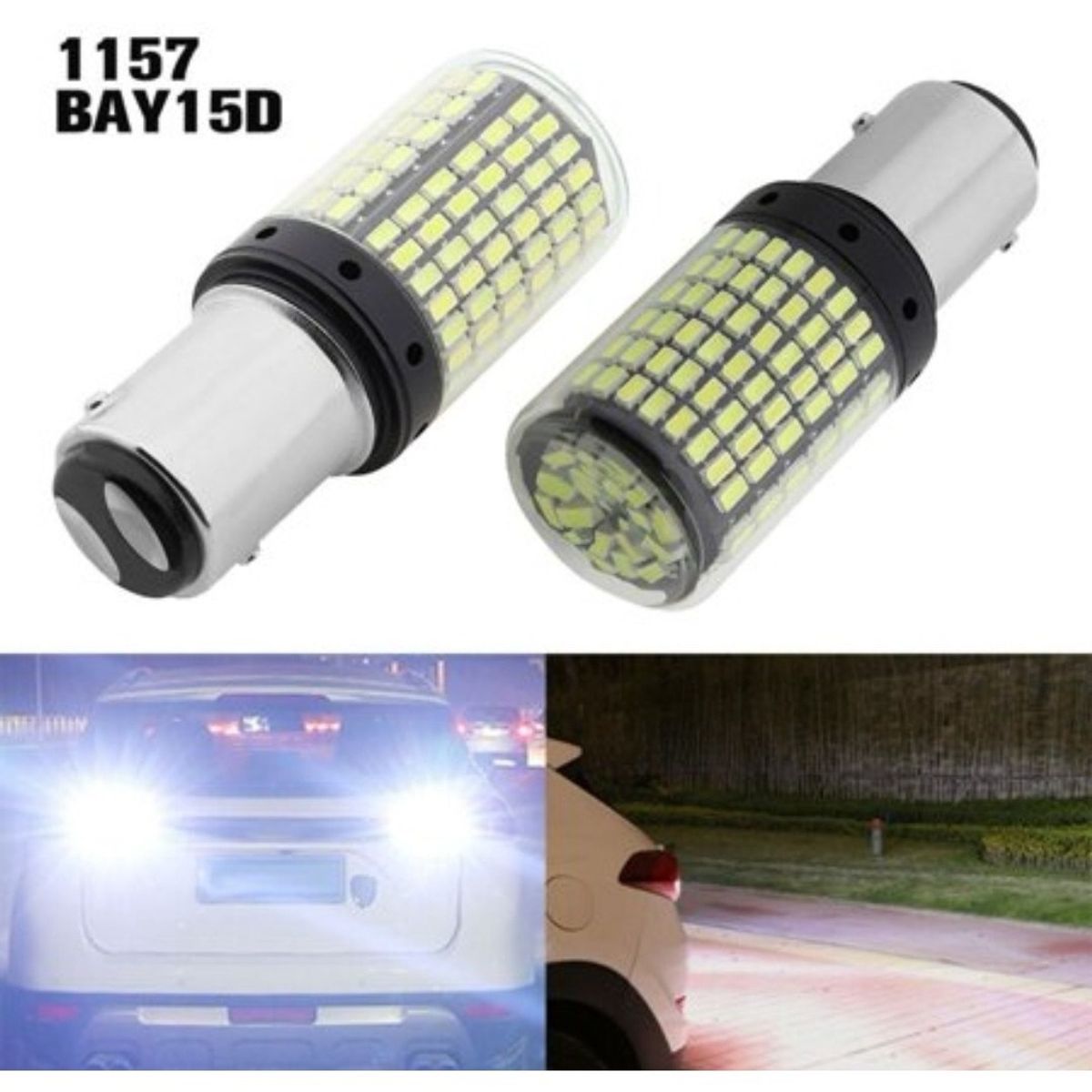 GENERICO - X2 Ampolleta Destellante 144Led Luz Freno Auto Blanco 12v 2C