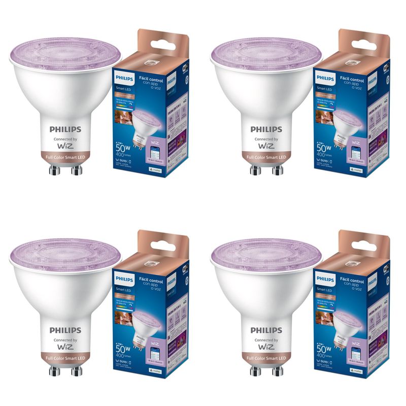 PHILIPS SMART - Set 4 Philips Smart GU10 Wi-Fi Multicolores Google Alexa Matter