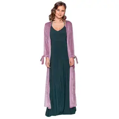 MARIA PASKARO - Tapado Kimono Largo Verona Lila Terciopelo - Lila