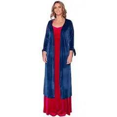 MARIA PASKARO - Tapado Kimono Largo Verona Azul Francia Terciopelo - Azul