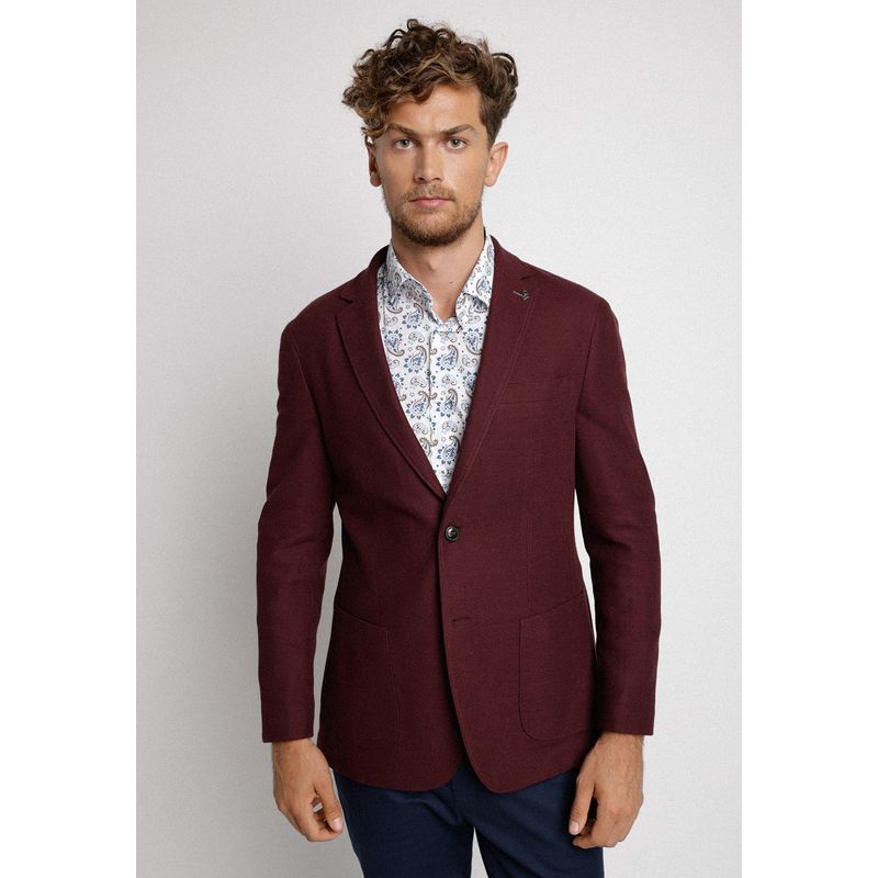 TRIAL - Chaqueta tejida básica burdeo
