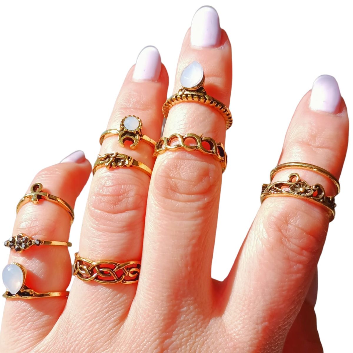 ELBAULDEJUMA - Set 10 Anillos Tallas Varias Midi Vintage Nudillo Elefante