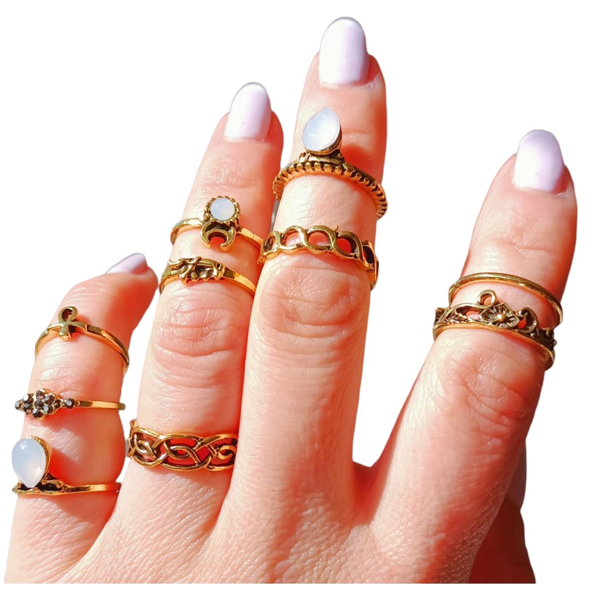 ELBAULDEJUMA - Set 10 Anillos Tallas Varias Midi Vintage Nudillo Elefante