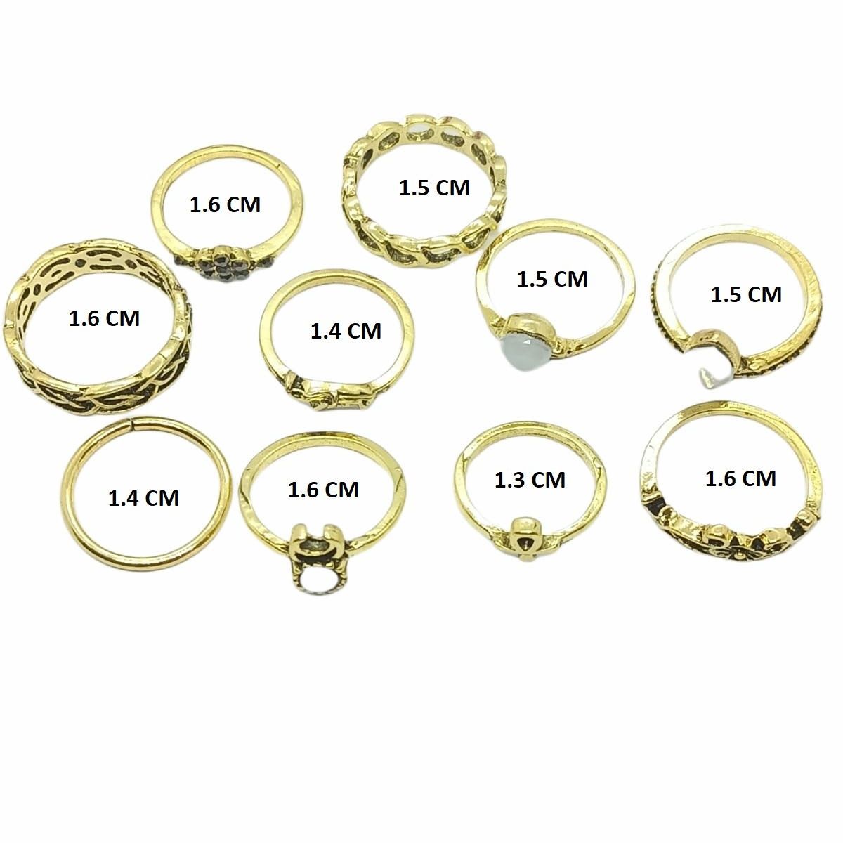 ELBAULDEJUMA - Set 10 Anillos Tallas Varias Midi Vintage Nudillo Elefante