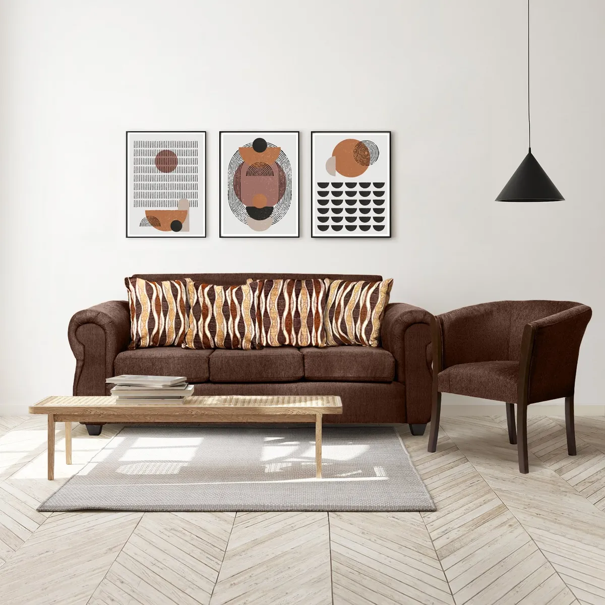 CASA WOW DECO - Living 3-1-1 Tela Monaco Café