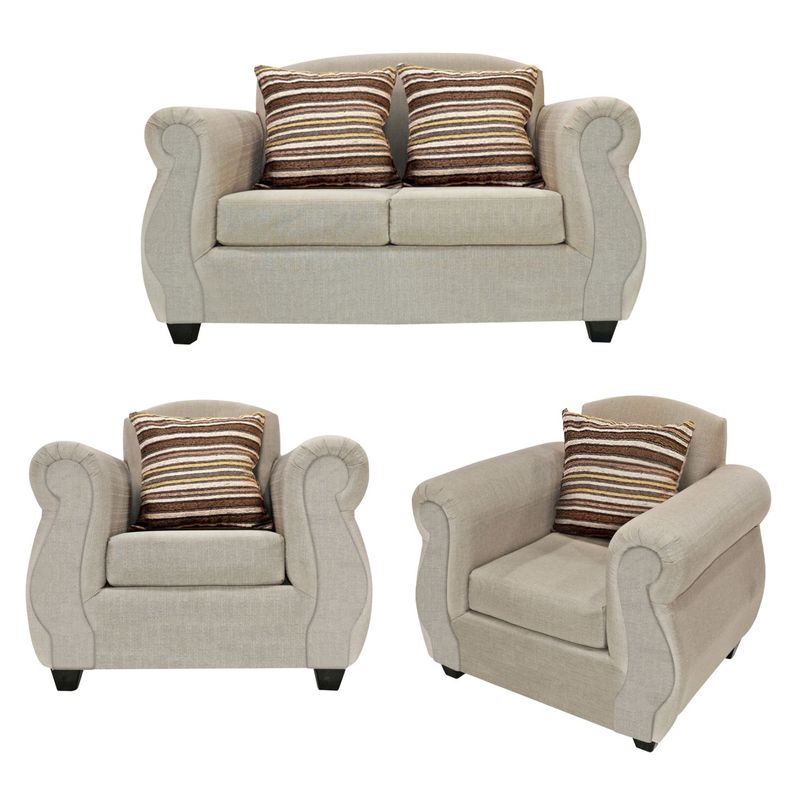 CASA WOW DECO - Living Merida 2-1-1 Tela Beige