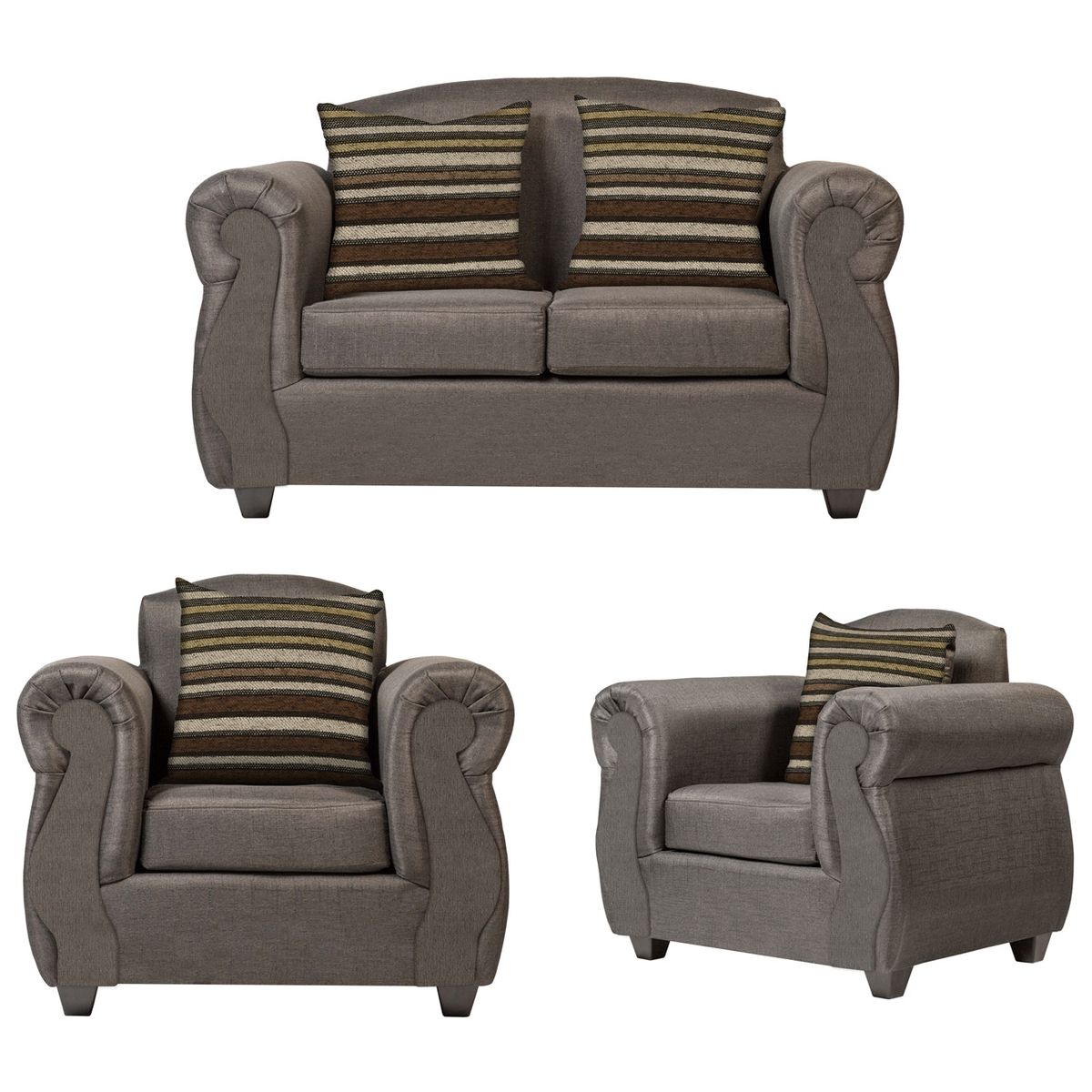 CASA WOW DECO - Living Merida 2-1-1 Tela Gris