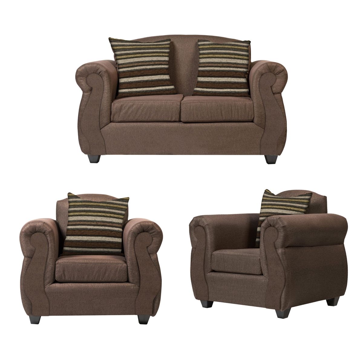 CASA WOW DECO - Living Merida 2-1-1 Tela Café