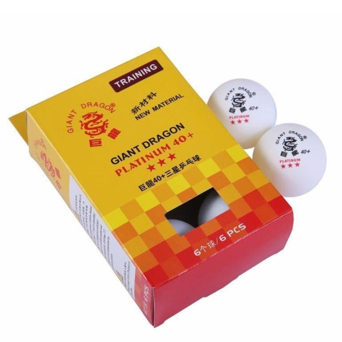 GIANT DRAGON - Pack 6 pelotas de Ping Pong 3 Star Blancas