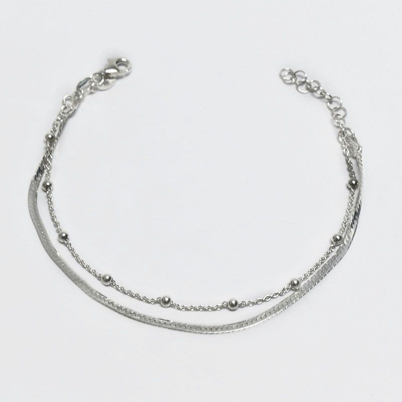 ROSETT - Pulsera doble tejido Plata ley 925