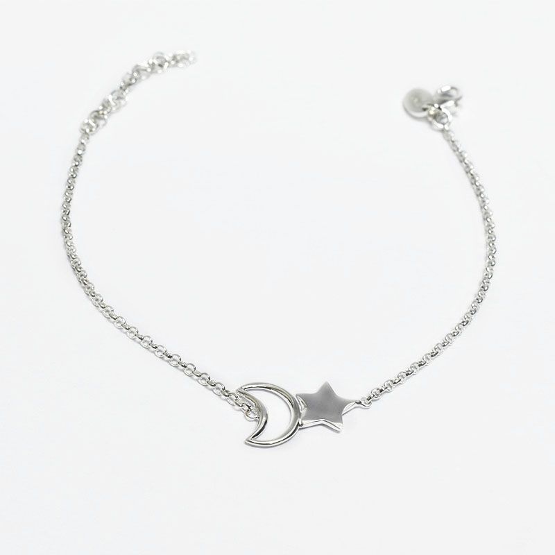 ROSETT - Pulsera rolo con luna troquelada y estrella Plata 925