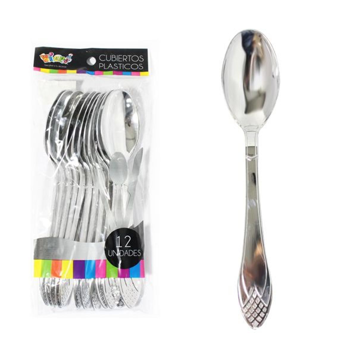 GENERICO - Set 12 cucharas plásticas plateadas…