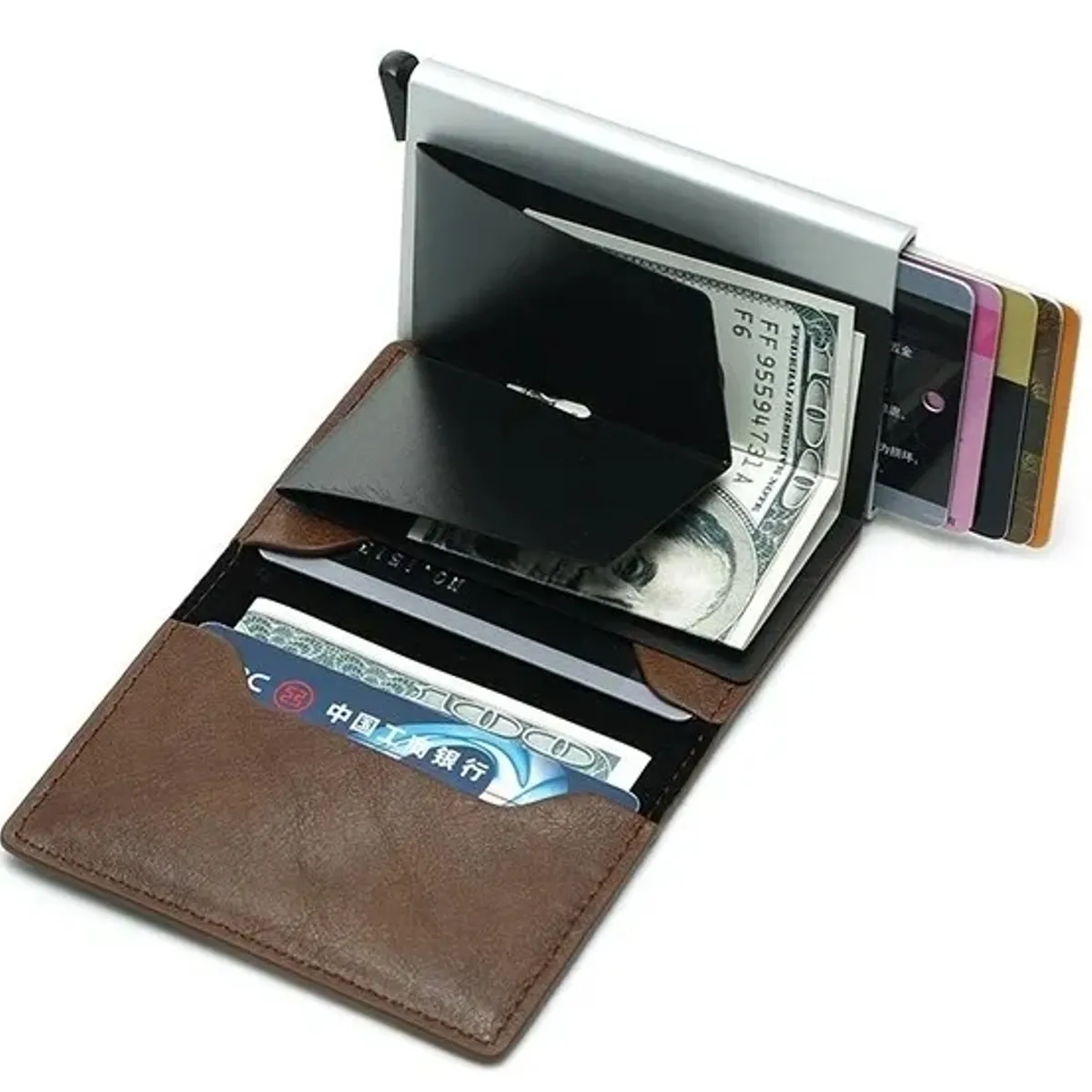 GENERICO - Billetera Minimalista Tarjetero Hombre  Mujer Rfid Cuero Pu