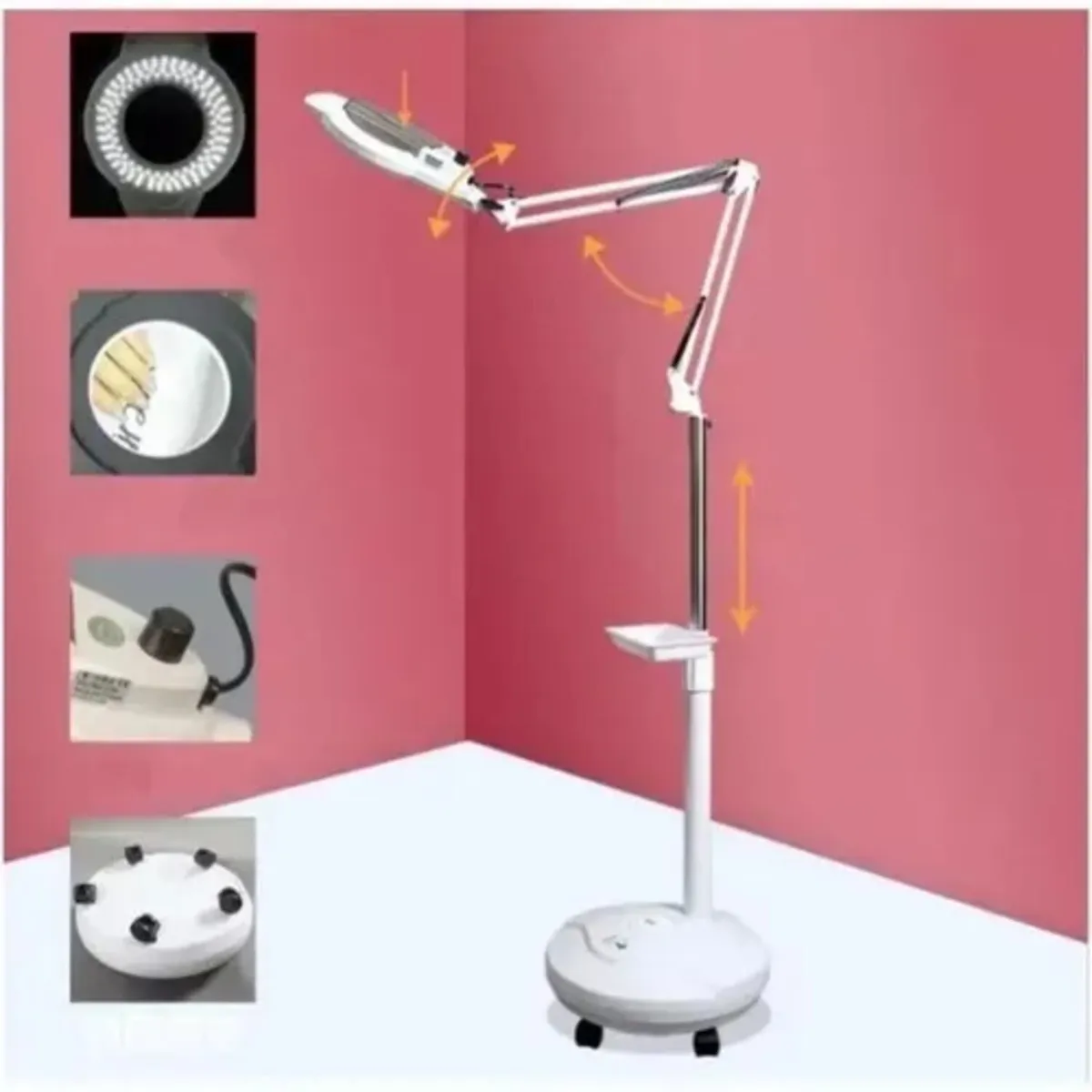 GENERICO - Lampara Lupa Con Luz Led Pedestal Rueda Cosmetologia…