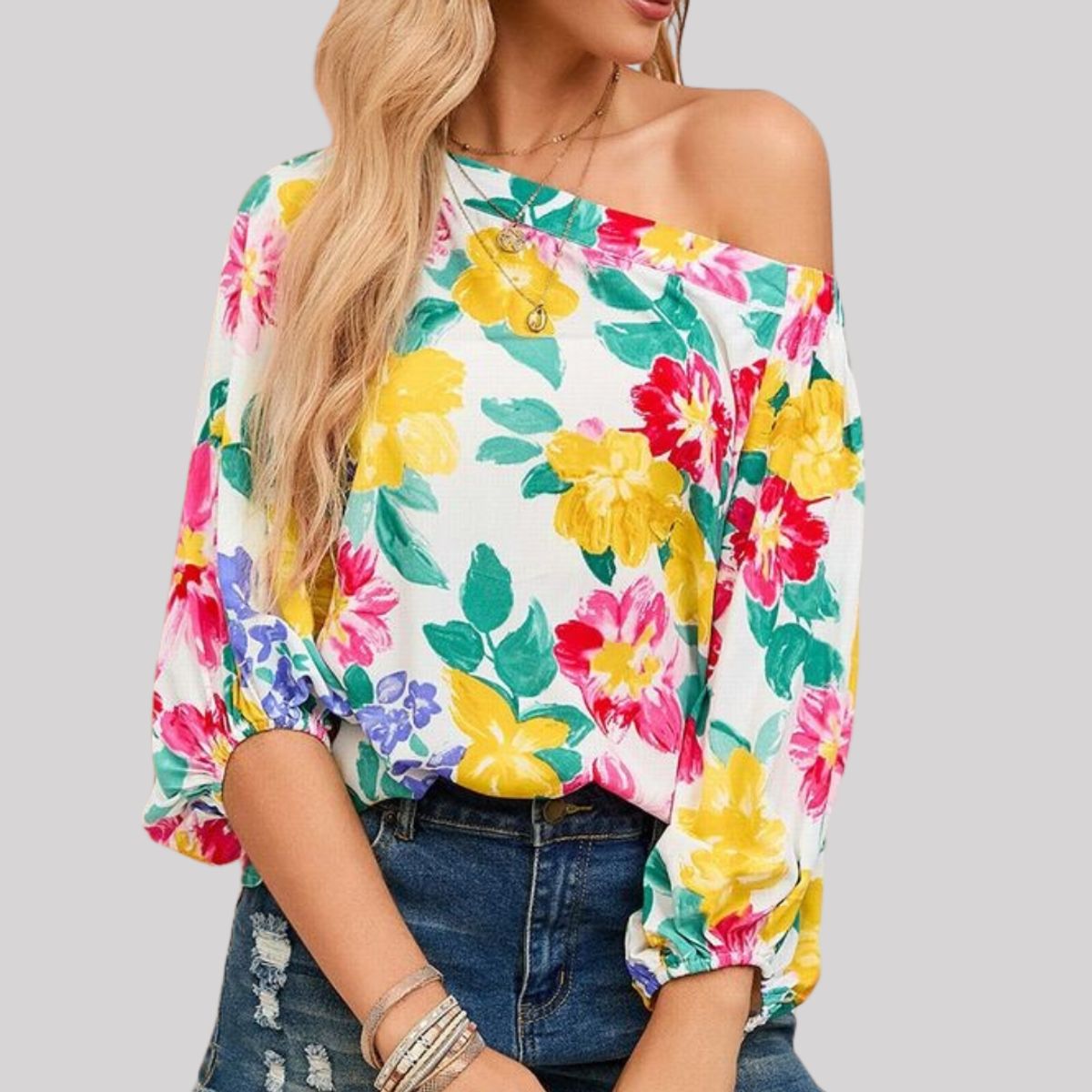 ARRAKASTA - Blusa de viscosa hombros elasticados