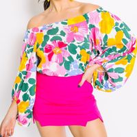 Blusa de viscosa hombros elasticados