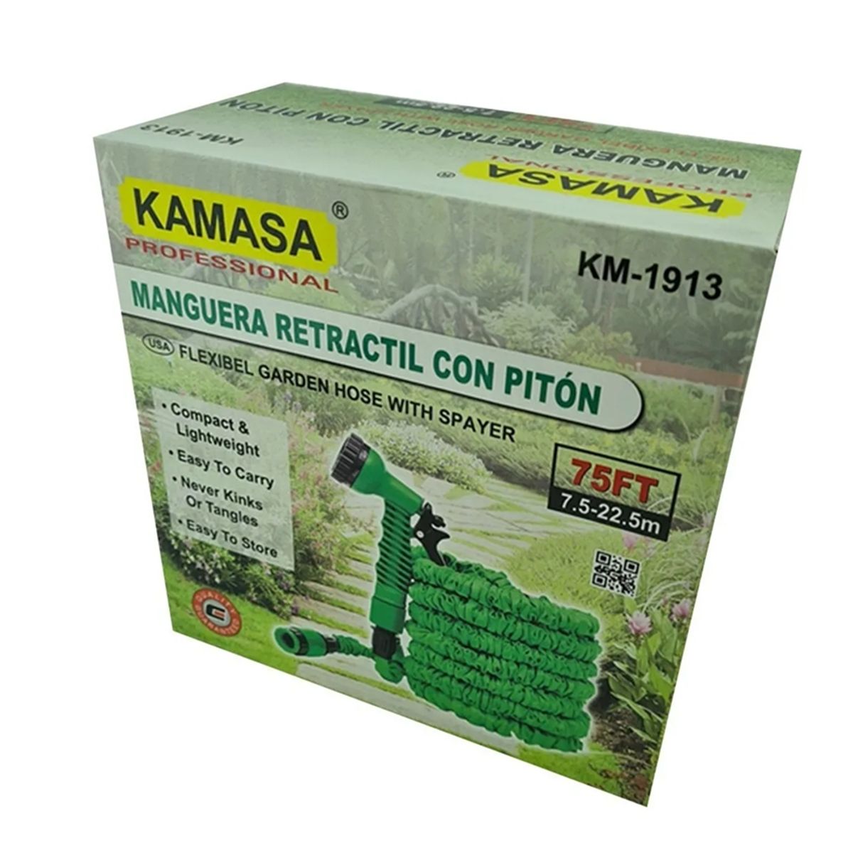 KAMASA - Manguera Retractil Flexible Jardin Riego 75-225m Kamasa