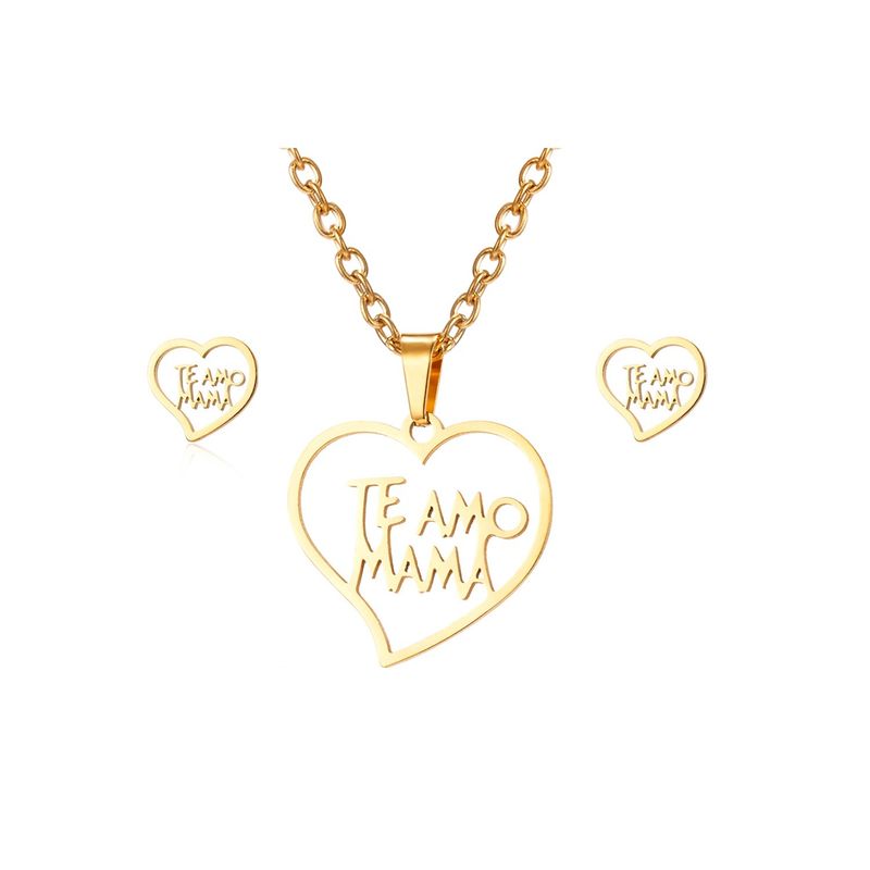 GENERICO - Collar Mamá Cumpleaño Dia Madre Regalo Corazón Cadena + 2 Aros…