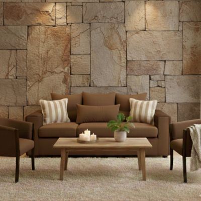 Imagen 2 del producto Living Kabul 311 cafe Sofa 3 cuerpos + Sitiales de madera