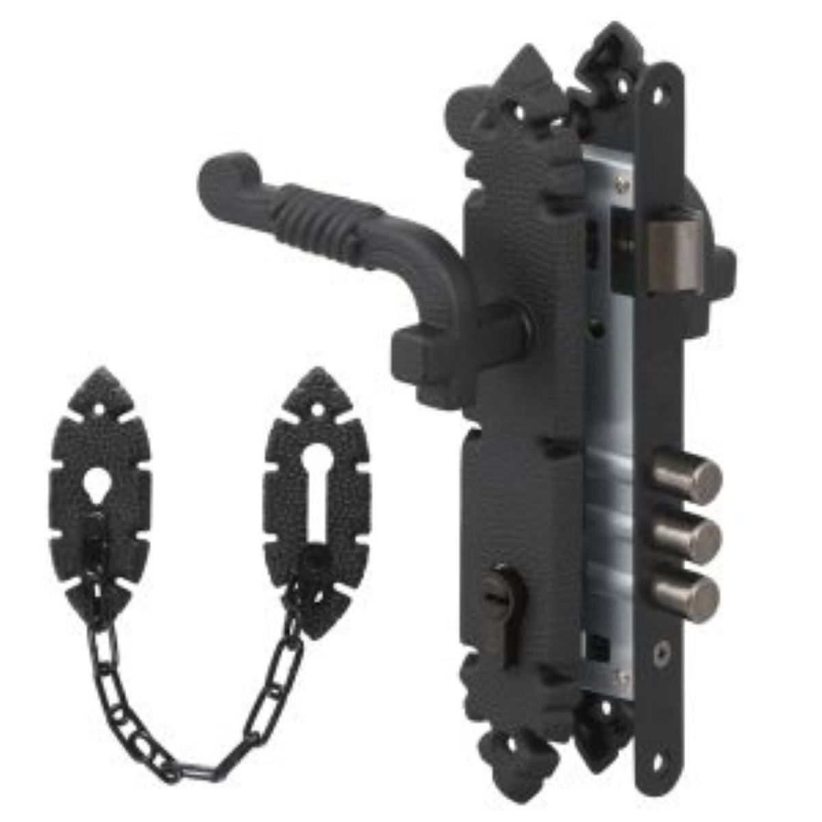 POLI - Pack Cerradura Embutida Poli B40 Acceso 1/2 + Cadena rustica