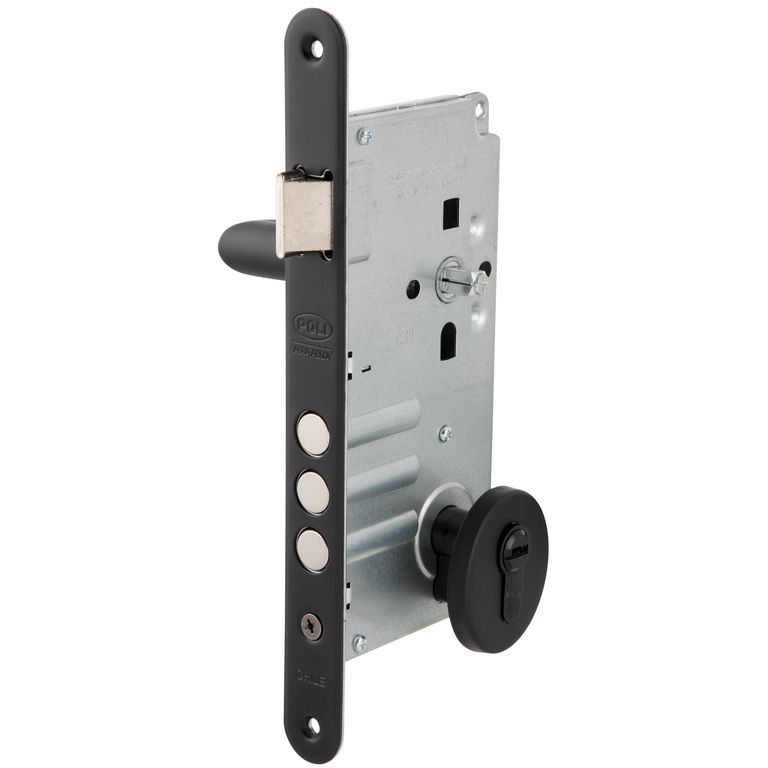 Cerradura Embutida Niza B60 Negra de Acceso con Manilla Interior