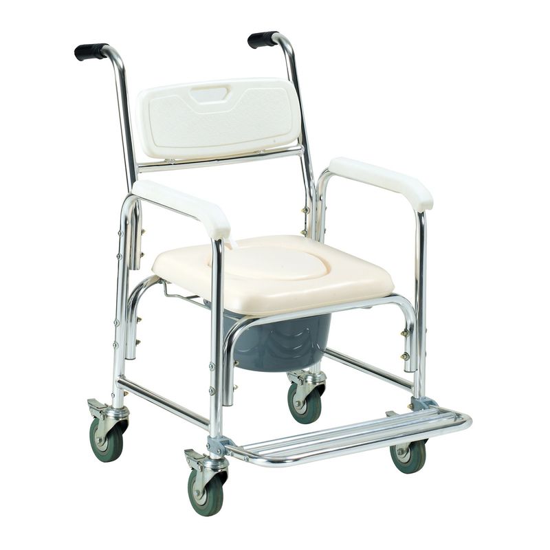 FIRST CARE - SILLA DE BAÑO CON RUEDAS ALUMINIO BLANCA
