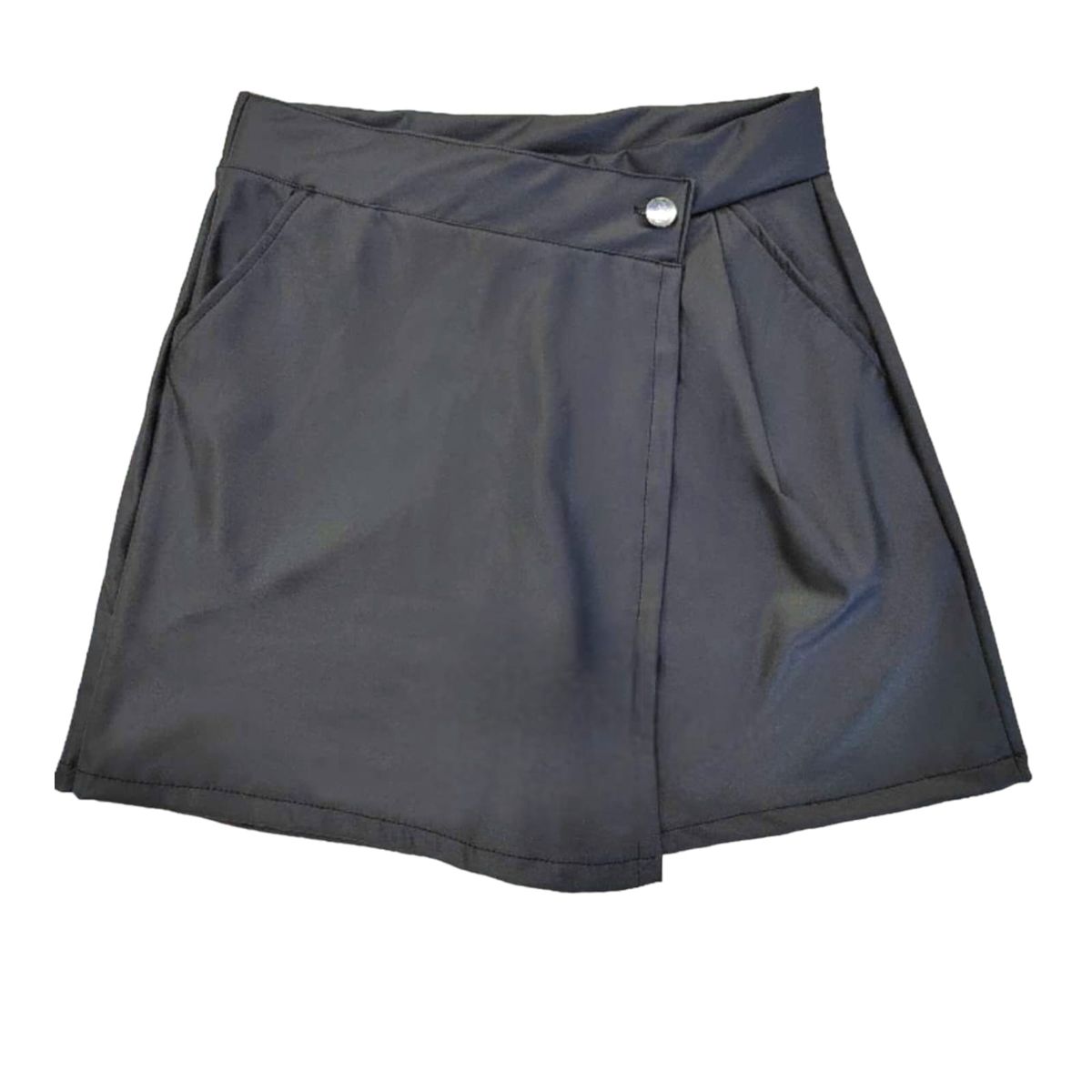 AGW - Falda Short Cuerina Mujer Negro