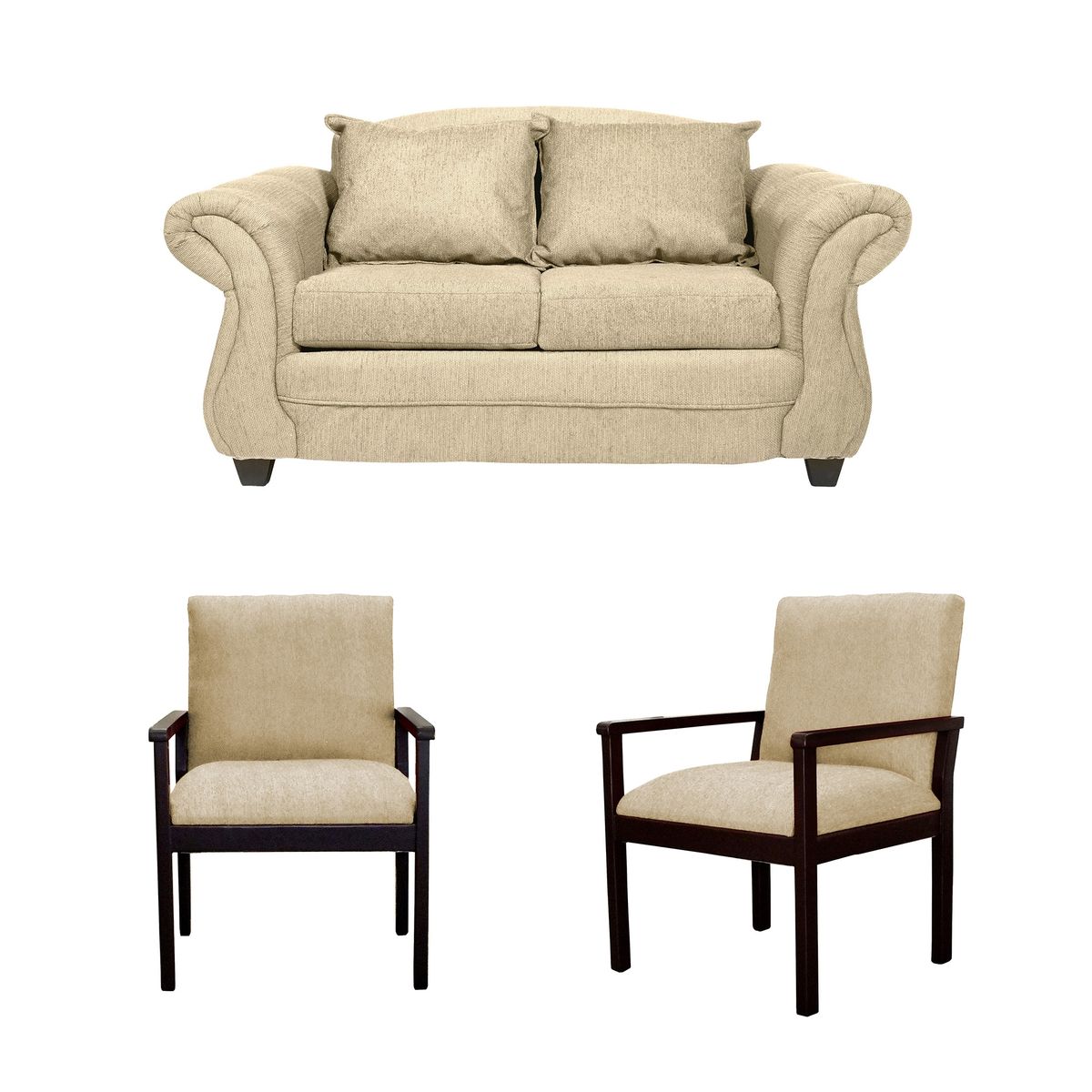 CASA WOW DECO - Sofá Palermo 2C + 2 Sitiales Beige