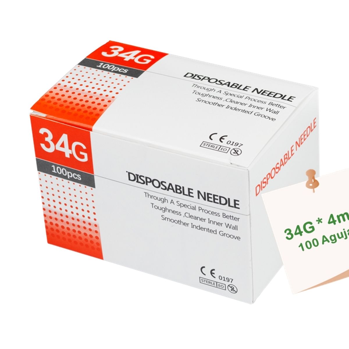 GENERICO - Aguja Hipodérmica 34G* 4MM * 100 Unidades…