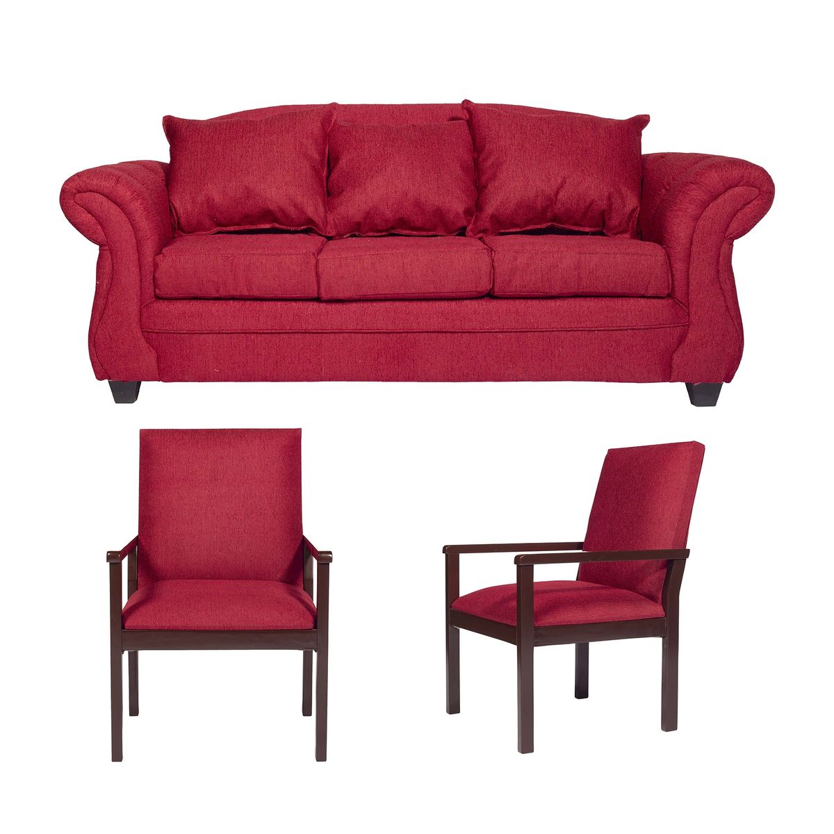 CASA WOW DECO - Sofá Palermo 3C + 2 Sitiales Rojo