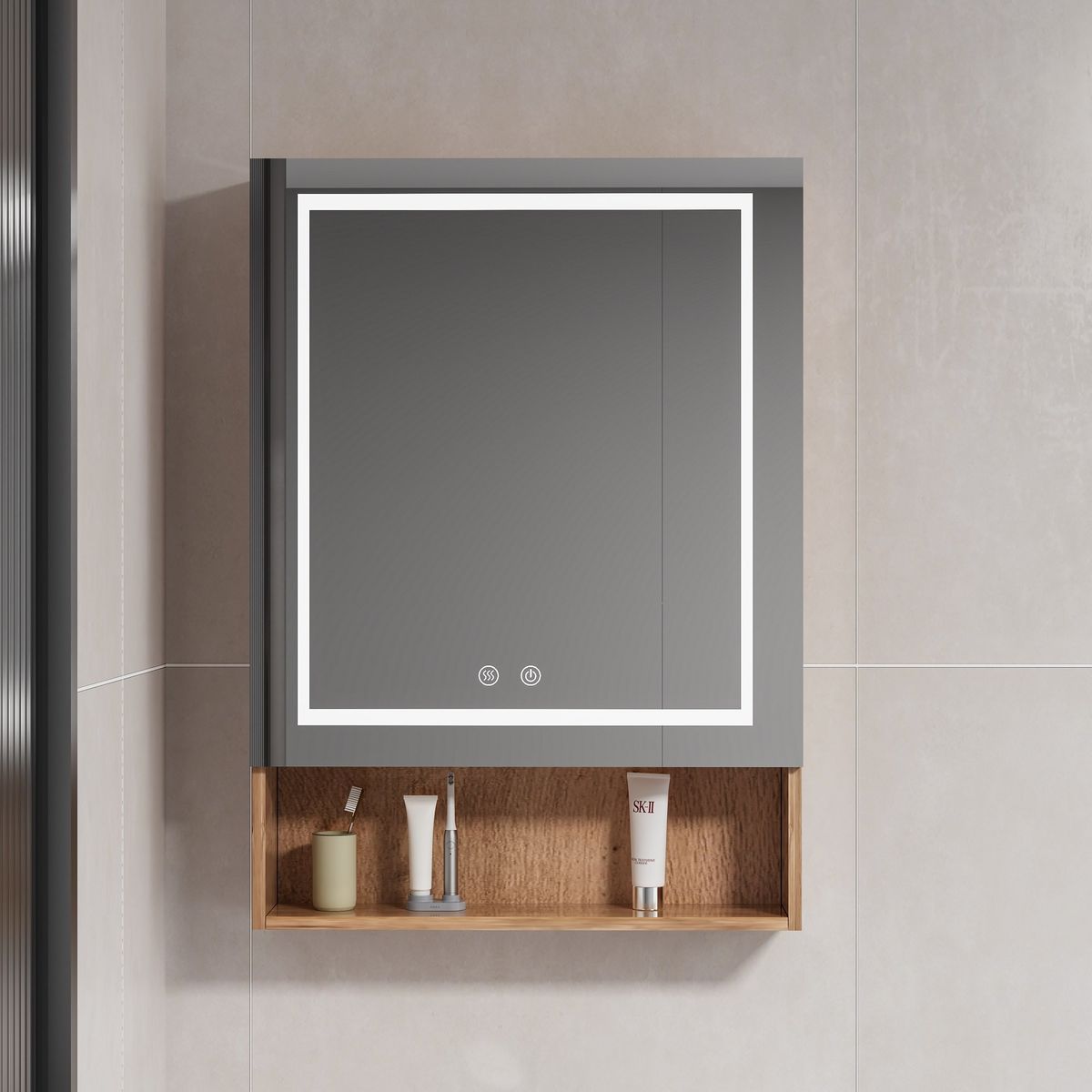 DOMSA - Botiquin Espejo LED Antiempañante Domsa MMR-50 Wood 48x80x14cm