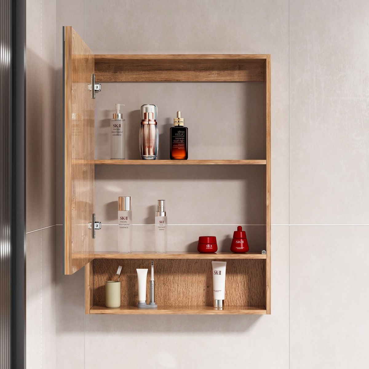 DOMSA - Botiquin Espejo LED Antiempañante Domsa MMR-50 Wood 48x80x14cm